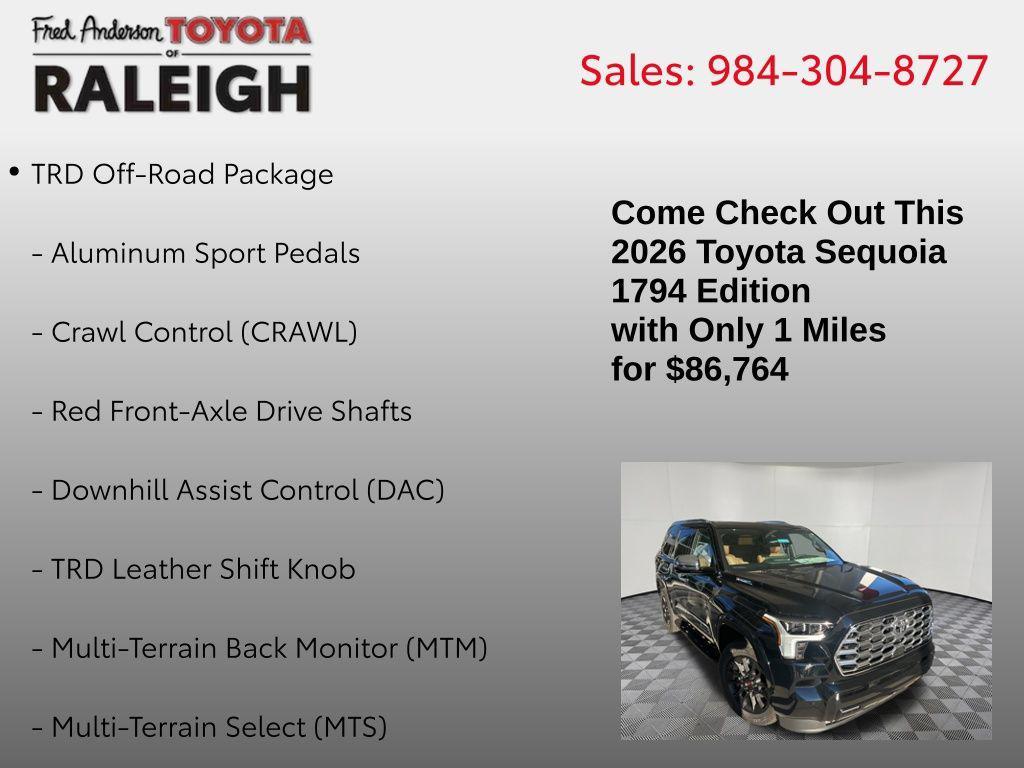 new 2026 Toyota Sequoia car, priced at $86,764