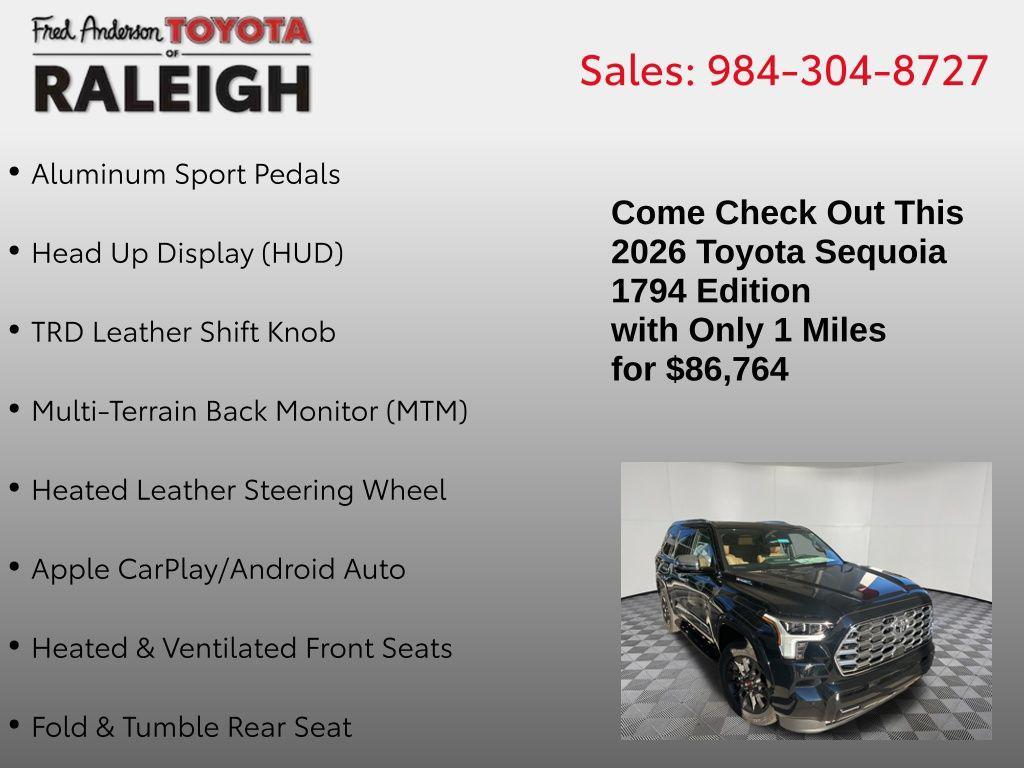 new 2026 Toyota Sequoia car, priced at $86,764