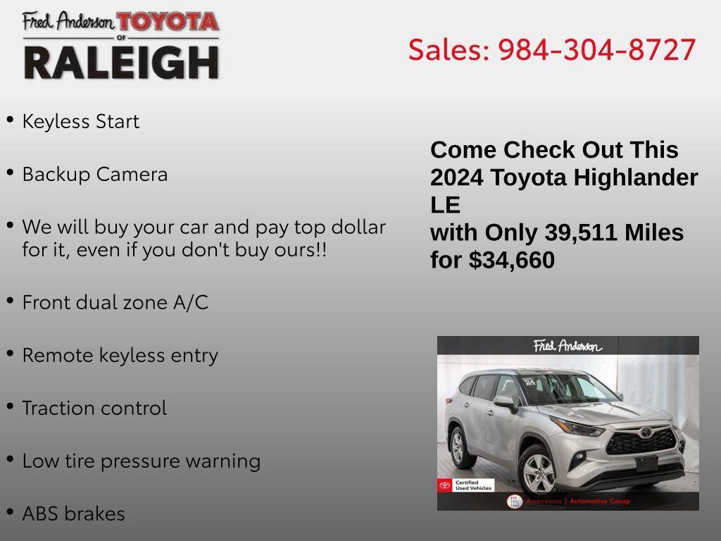 used 2024 Toyota Highlander car, priced at $32,402