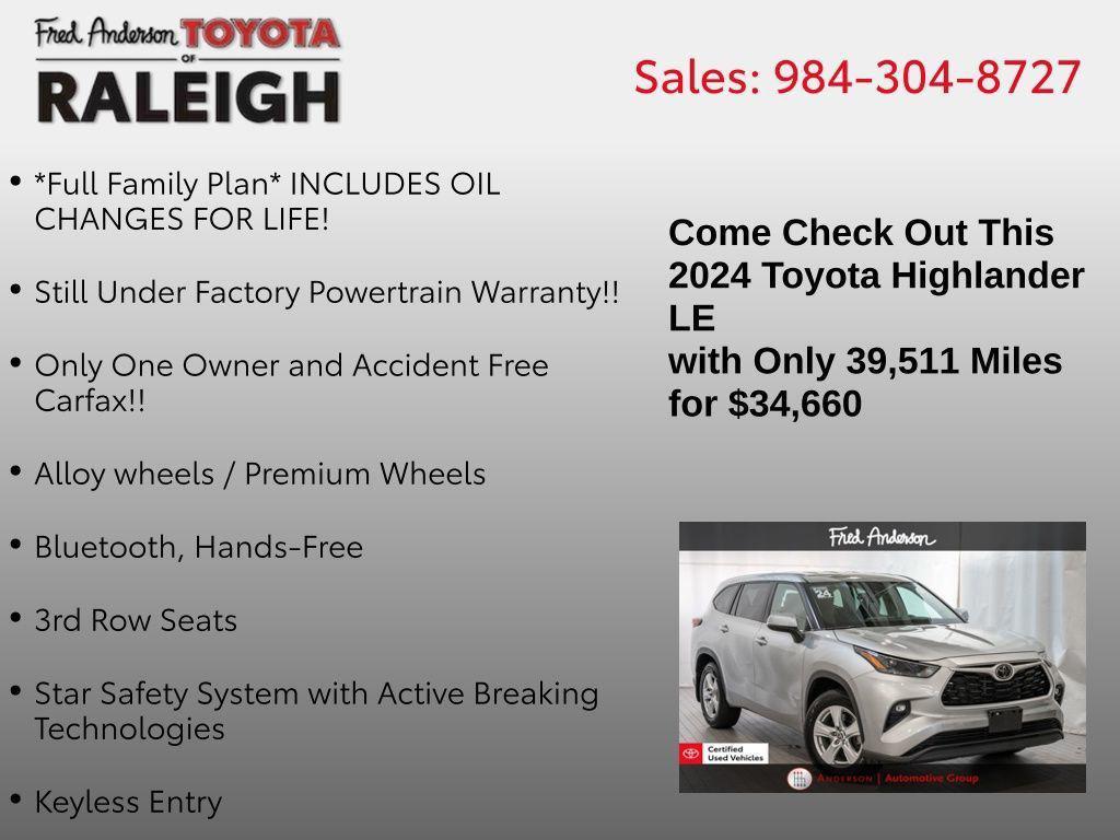 used 2024 Toyota Highlander car, priced at $32,402