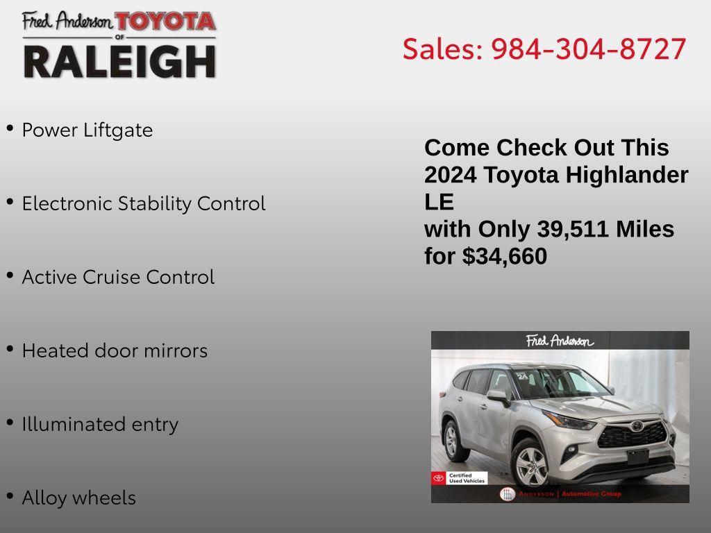 used 2024 Toyota Highlander car, priced at $32,402