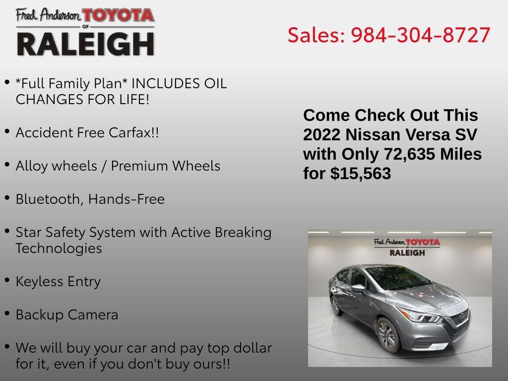 used 2022 Nissan Versa car, priced at $15,563
