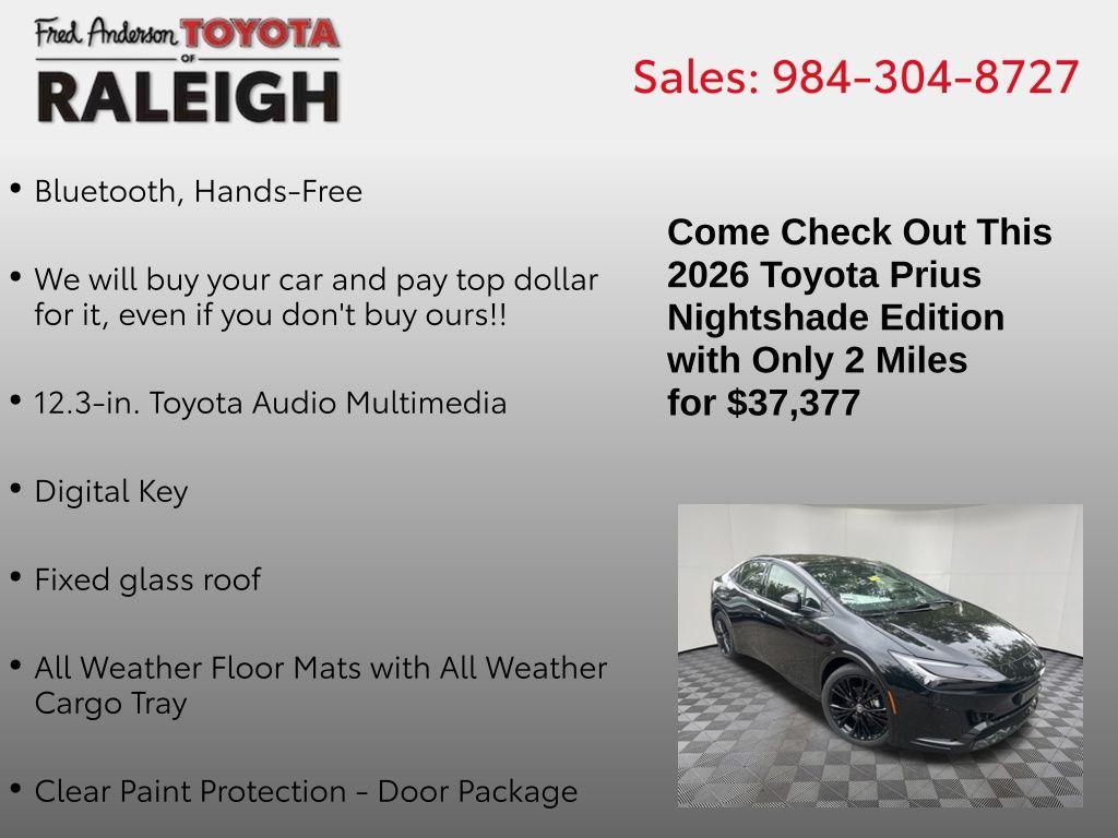 new 2026 Toyota Prius car, priced at $37,377