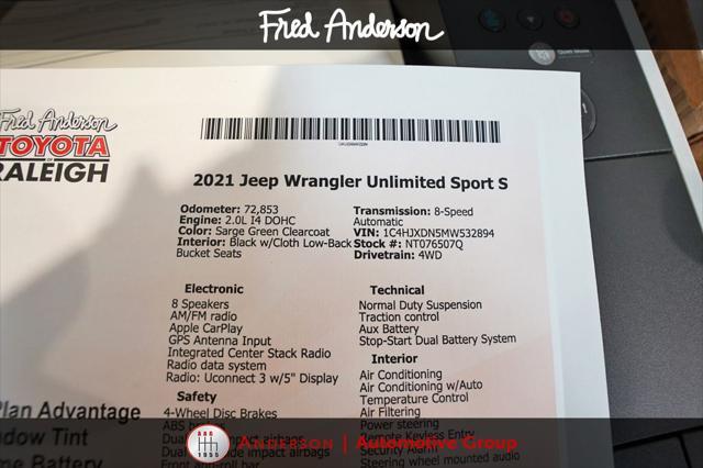 used 2021 Jeep Wrangler Unlimited car, priced at $24,478