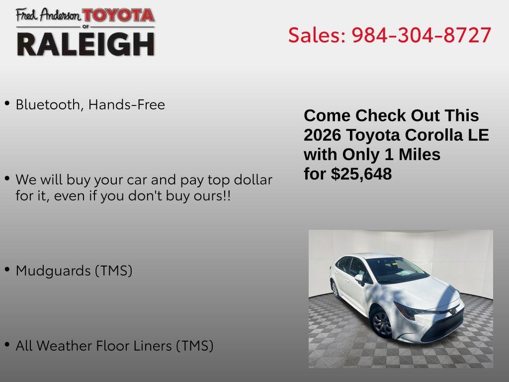 new 2026 Toyota Corolla car, priced at $25,648