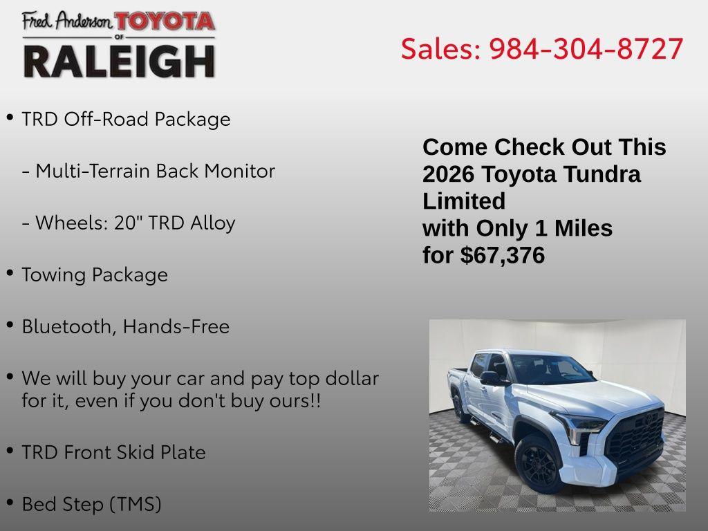 new 2026 Toyota Tundra car, priced at $67,376