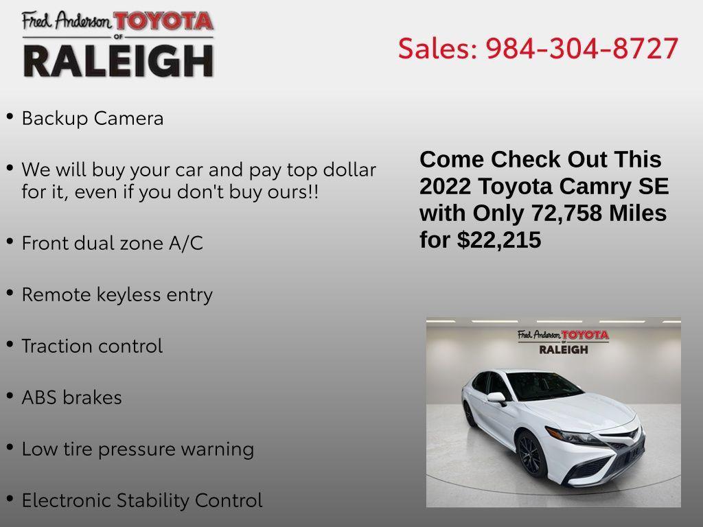 used 2022 Toyota Camry car, priced at $21,998