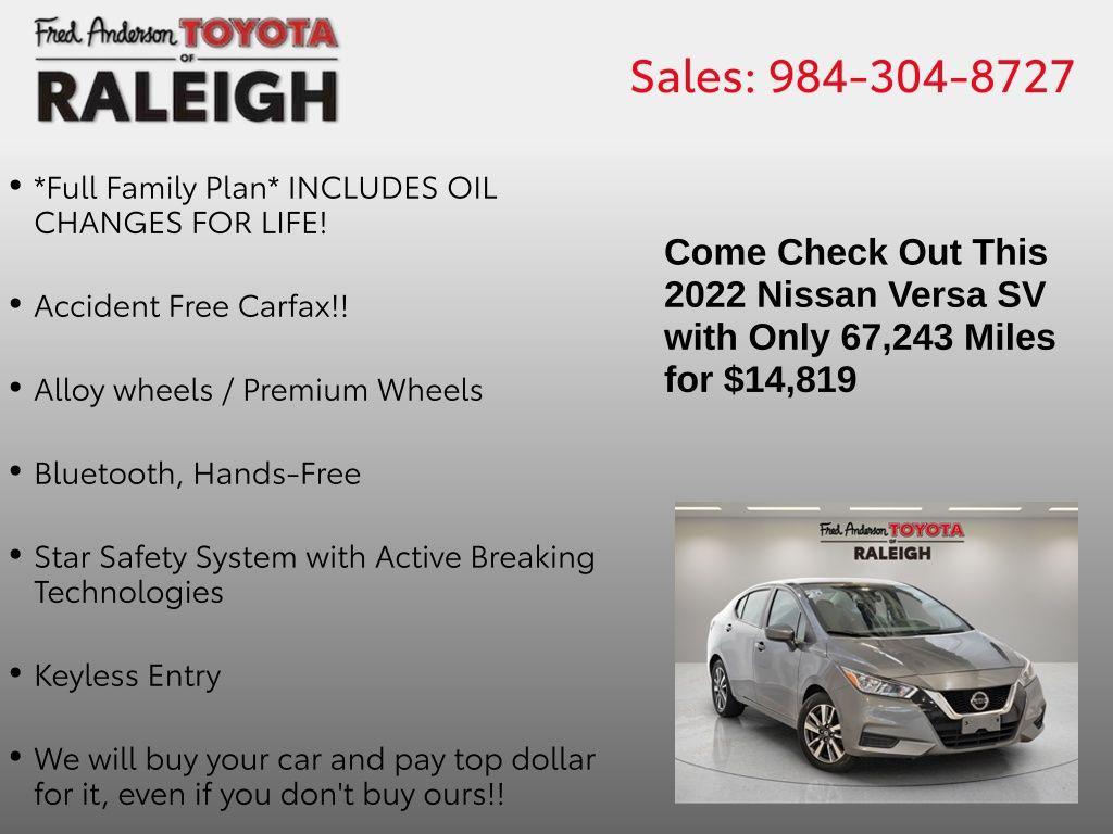 used 2022 Nissan Versa car, priced at $14,819