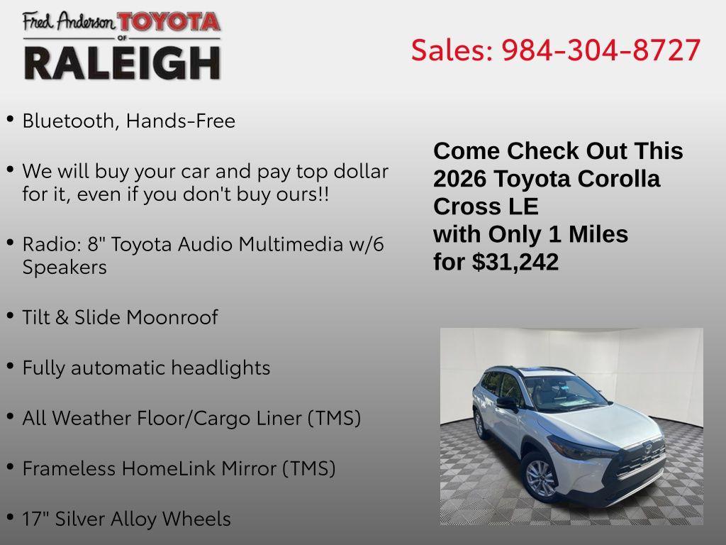 new 2026 Toyota Corolla Cross car, priced at $31,242