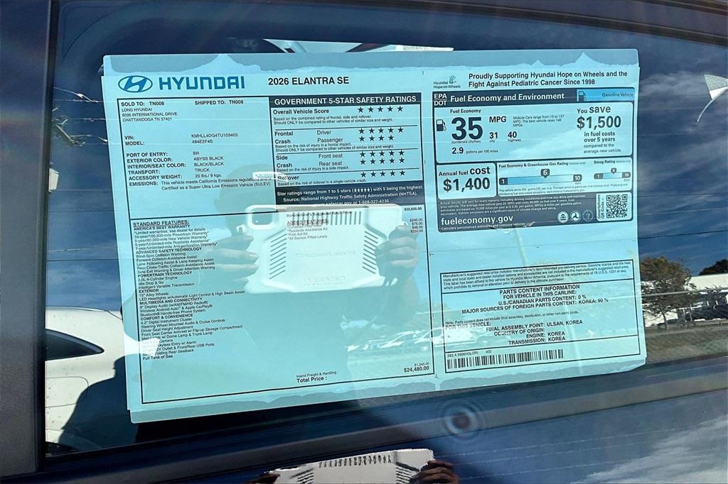 new 2026 Hyundai Elantra car, priced at $23,144