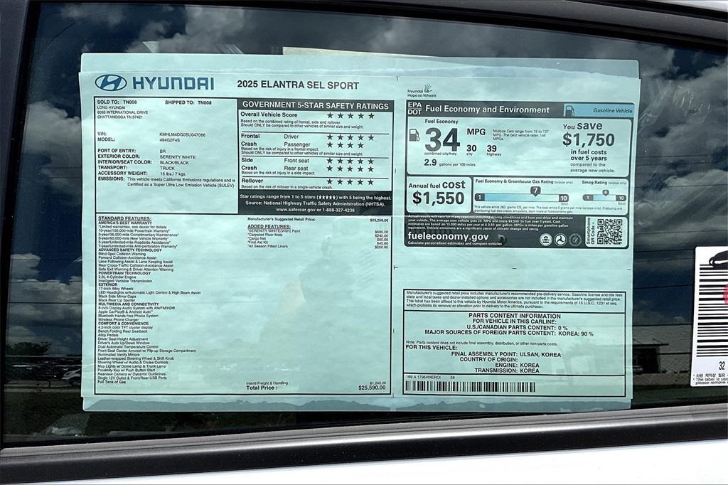 new 2025 Hyundai Elantra car, priced at $23,473
