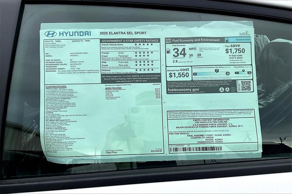 new 2025 Hyundai Elantra car, priced at $23,410