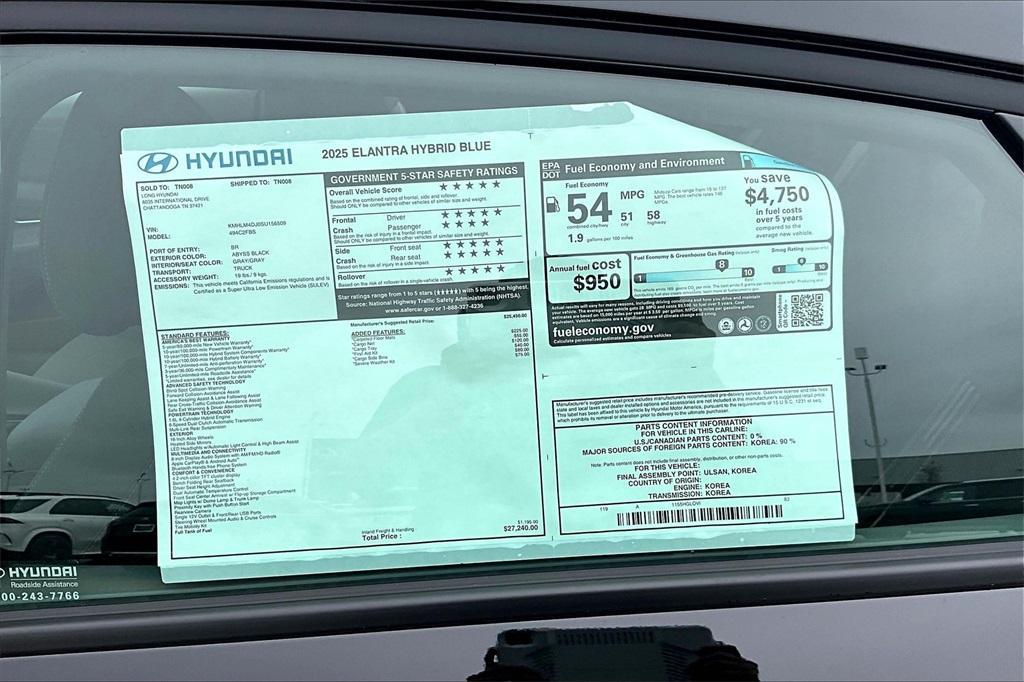 new 2025 Hyundai ELANTRA HEV car, priced at $24,954