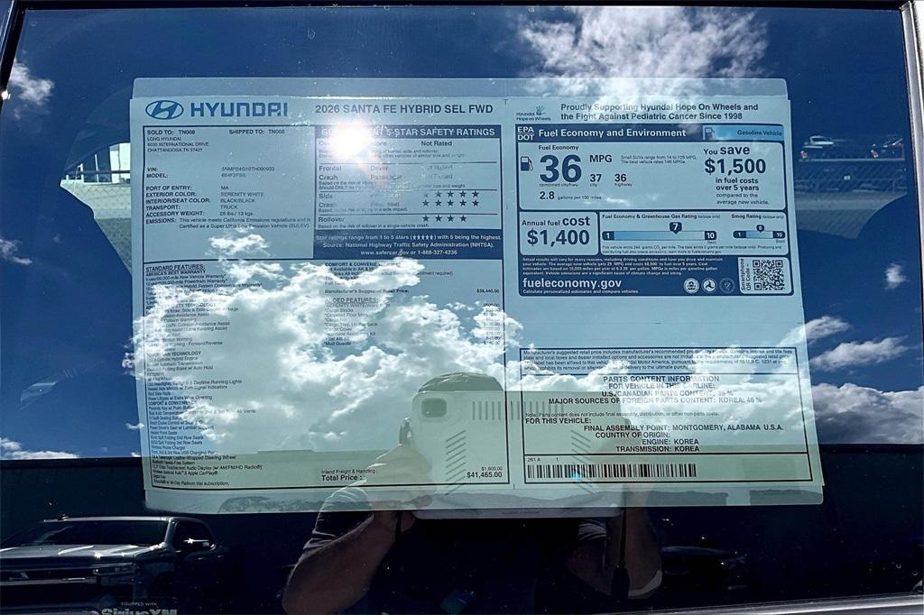 new 2026 Hyundai SANTA FE HEV car, priced at $35,521