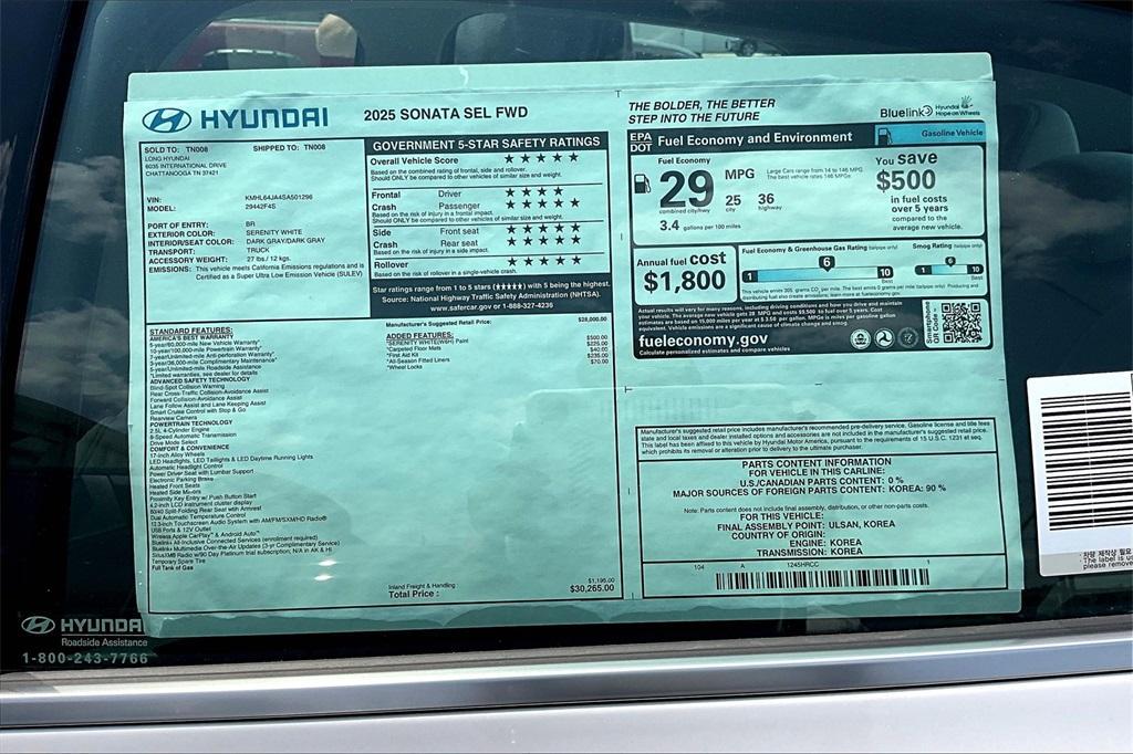 new 2025 Hyundai Sonata car, priced at $27,670