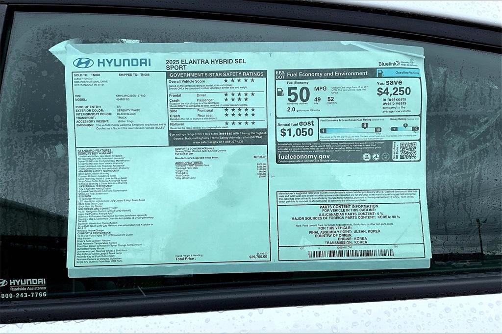new 2025 Hyundai ELANTRA HEV car, priced at $27,333