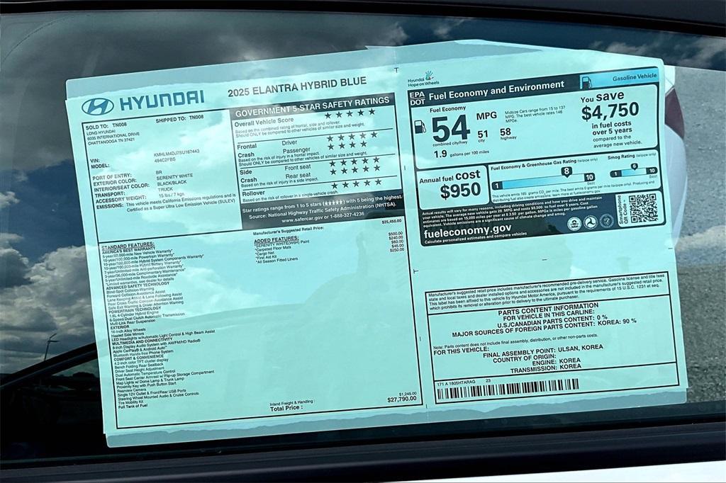 new 2025 Hyundai ELANTRA HEV car, priced at $24,738