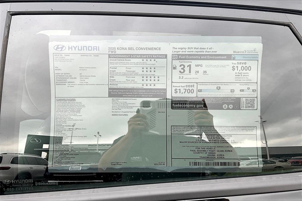 new 2025 Hyundai Kona car, priced at $26,979