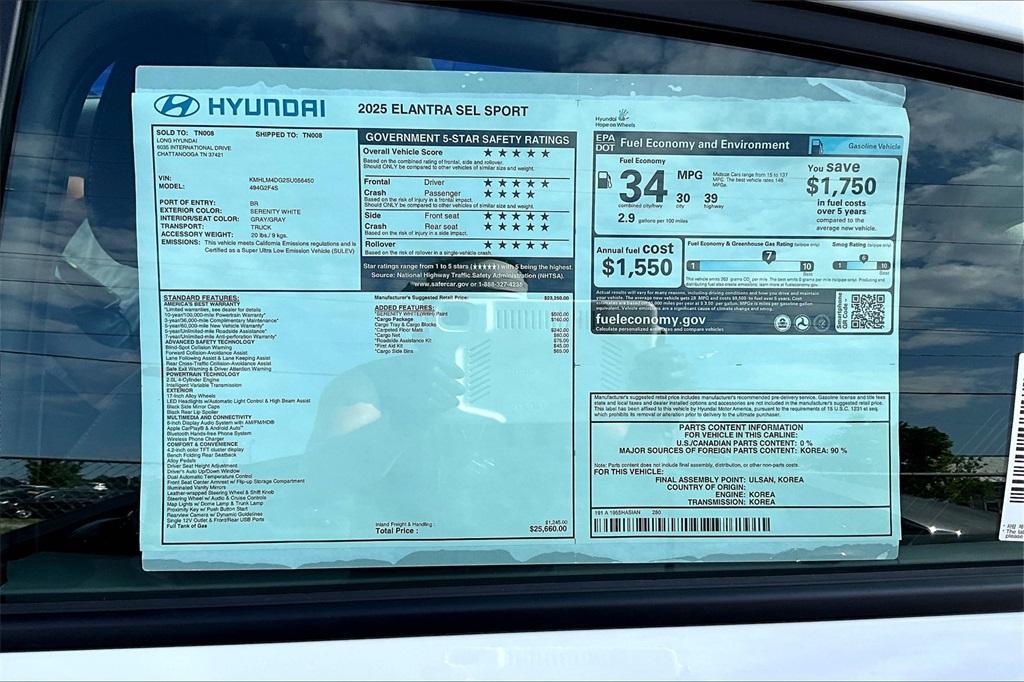 new 2025 Hyundai Elantra car, priced at $23,535