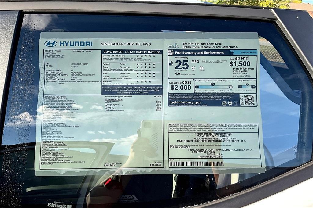 new 2026 Hyundai SANTA CRUZ car, priced at $31,885