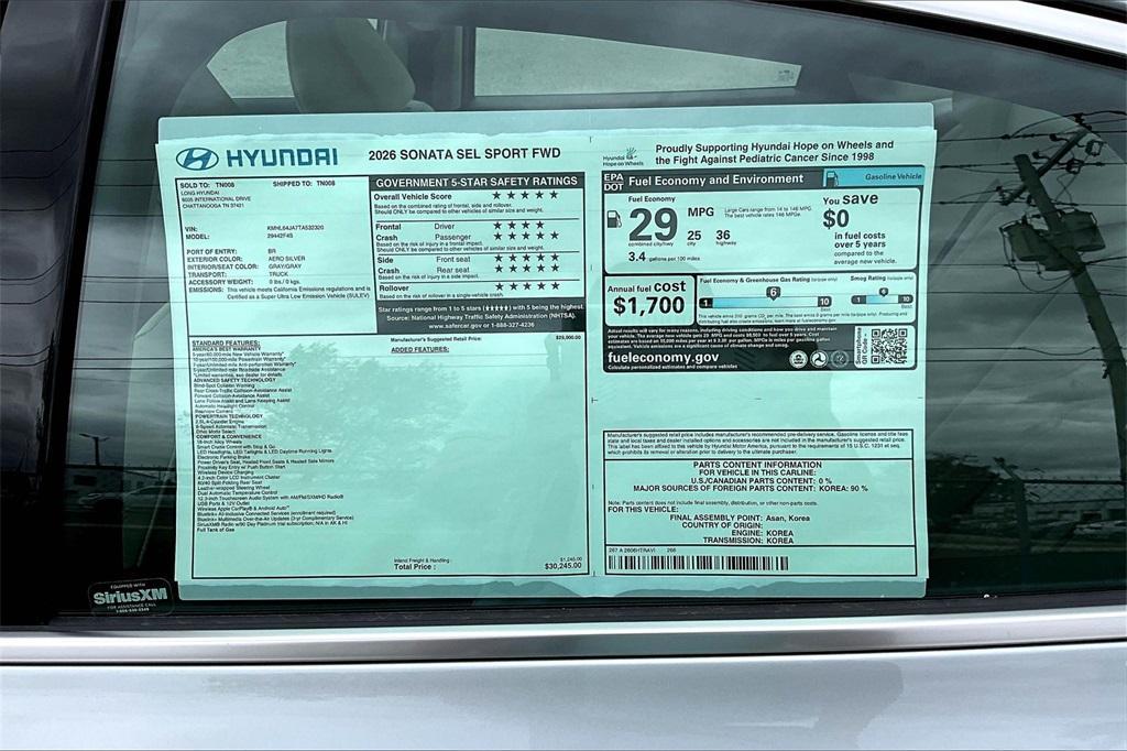 new 2026 Hyundai Sonata car, priced at $28,406