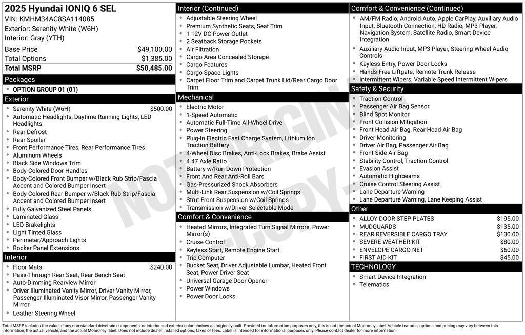 new 2025 Hyundai IONIQ 6 car, priced at $51,730