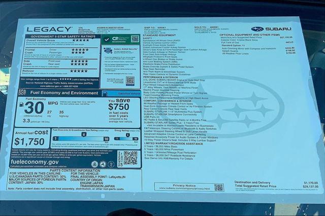 new 2025 Subaru Legacy car, priced at $29,137