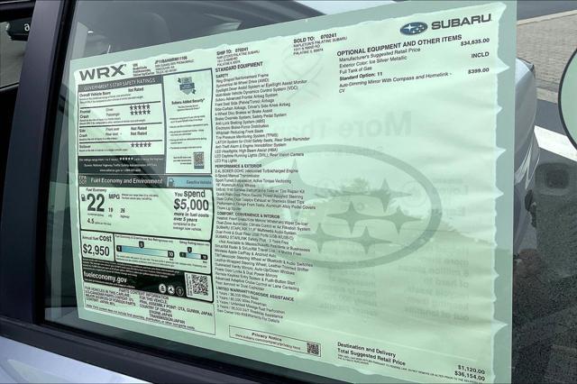 new 2024 Subaru WRX car, priced at $36,154