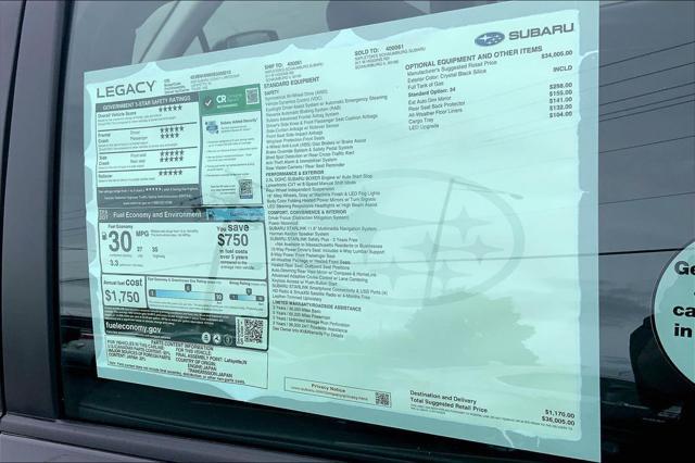 new 2025 Subaru Legacy car, priced at $36,005