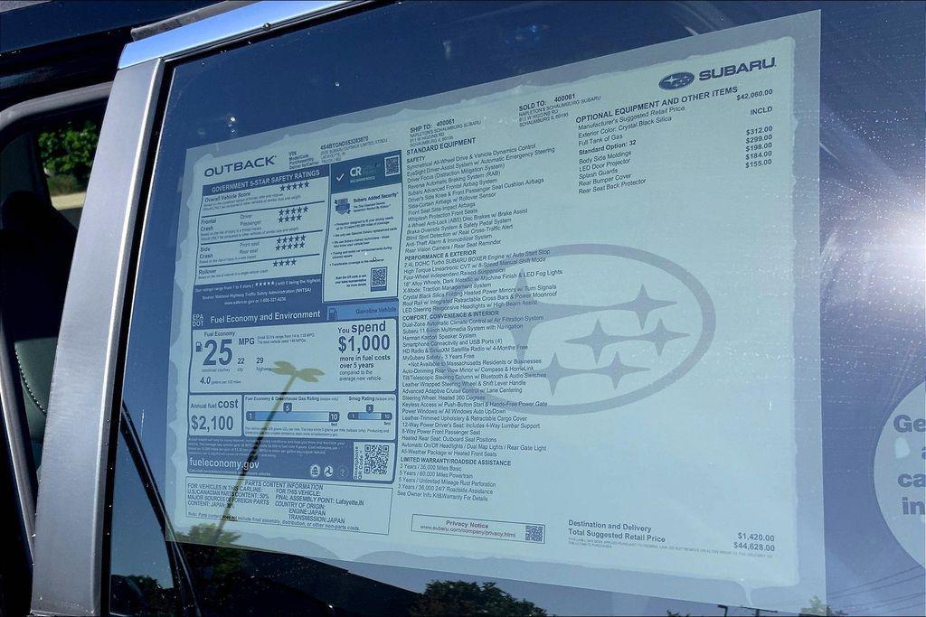 new 2025 Subaru Outback car, priced at $44,628