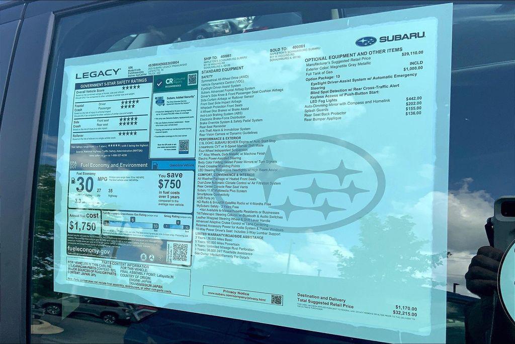 new 2025 Subaru Legacy car, priced at $32,215