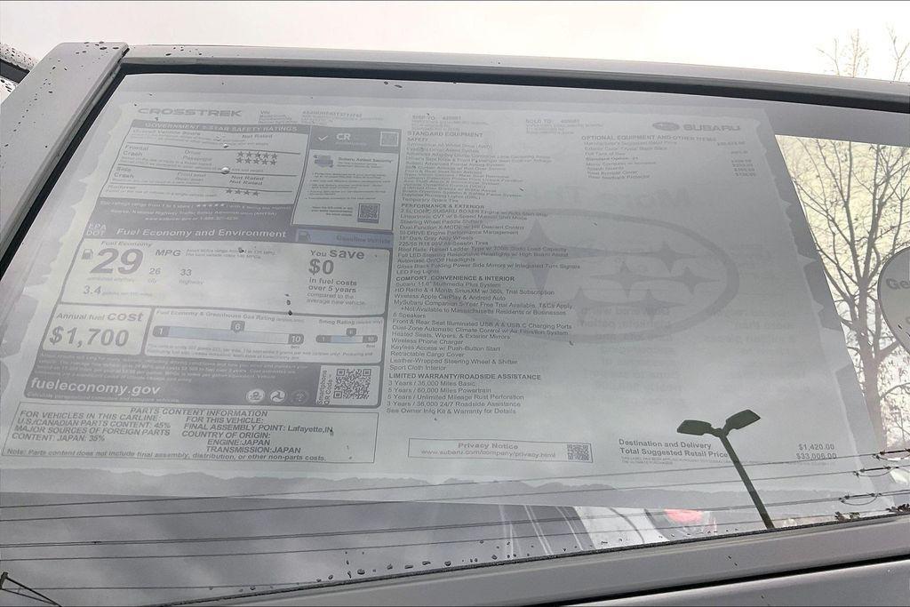 new 2026 Subaru Crosstrek car, priced at $33,006