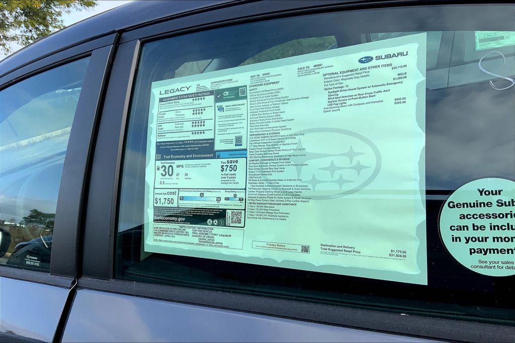 new 2025 Subaru Legacy car, priced at $31,924