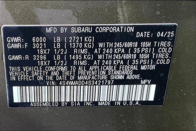 new 2025 Subaru Ascent car, priced at $41,288