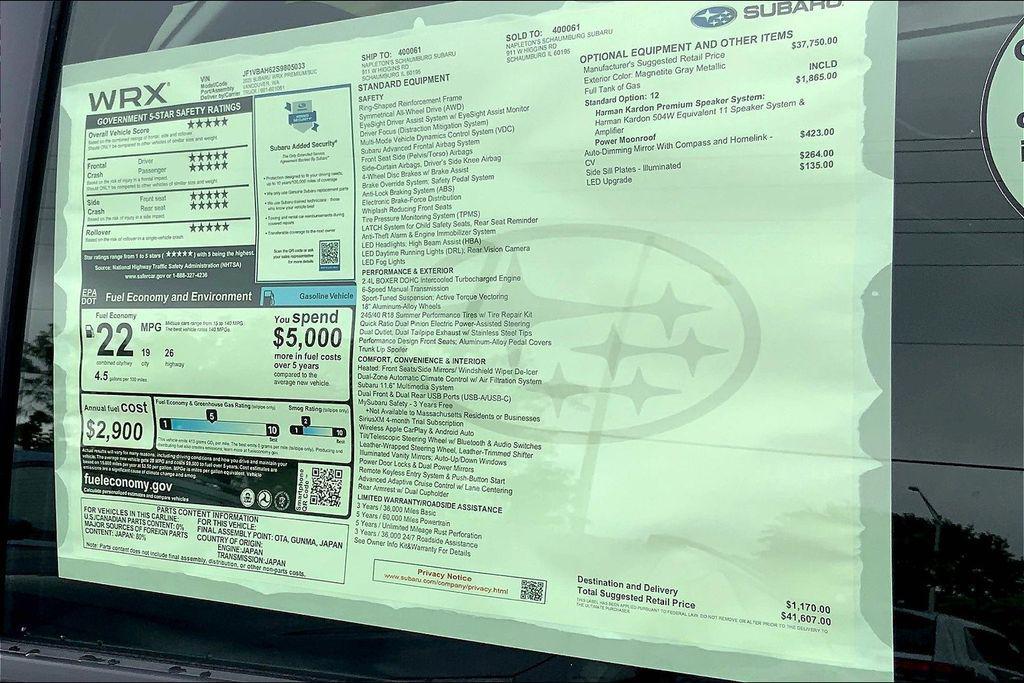 new 2025 Subaru WRX car, priced at $41,607