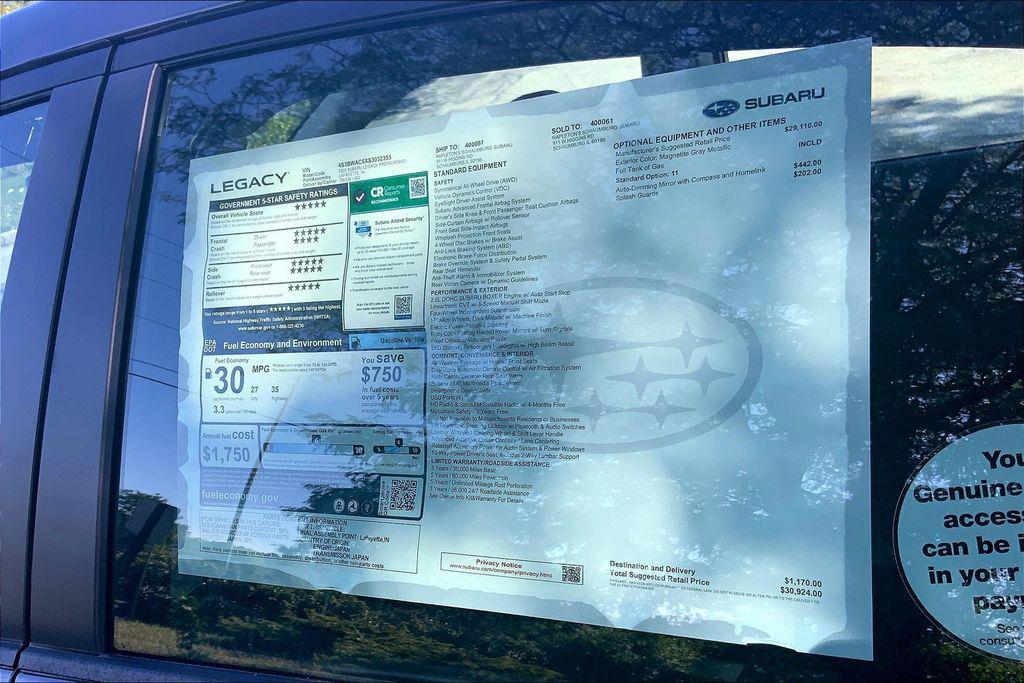 new 2025 Subaru Legacy car, priced at $30,924