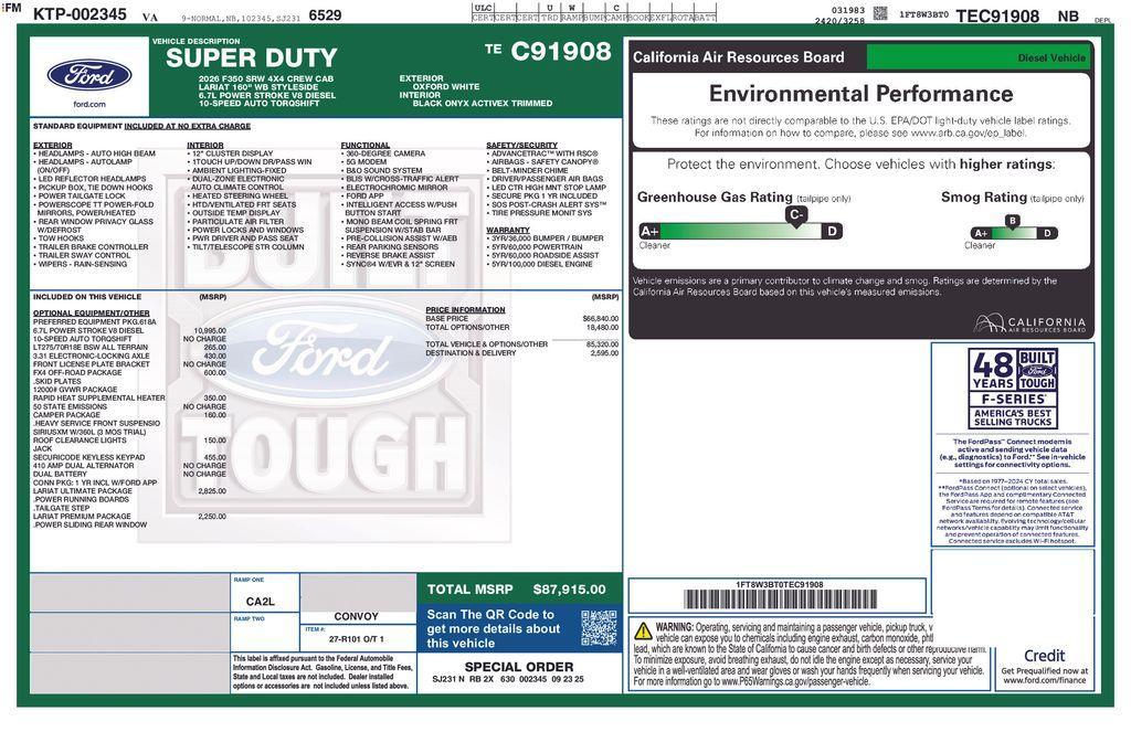 new 2026 Ford F-350 car, priced at $87,915