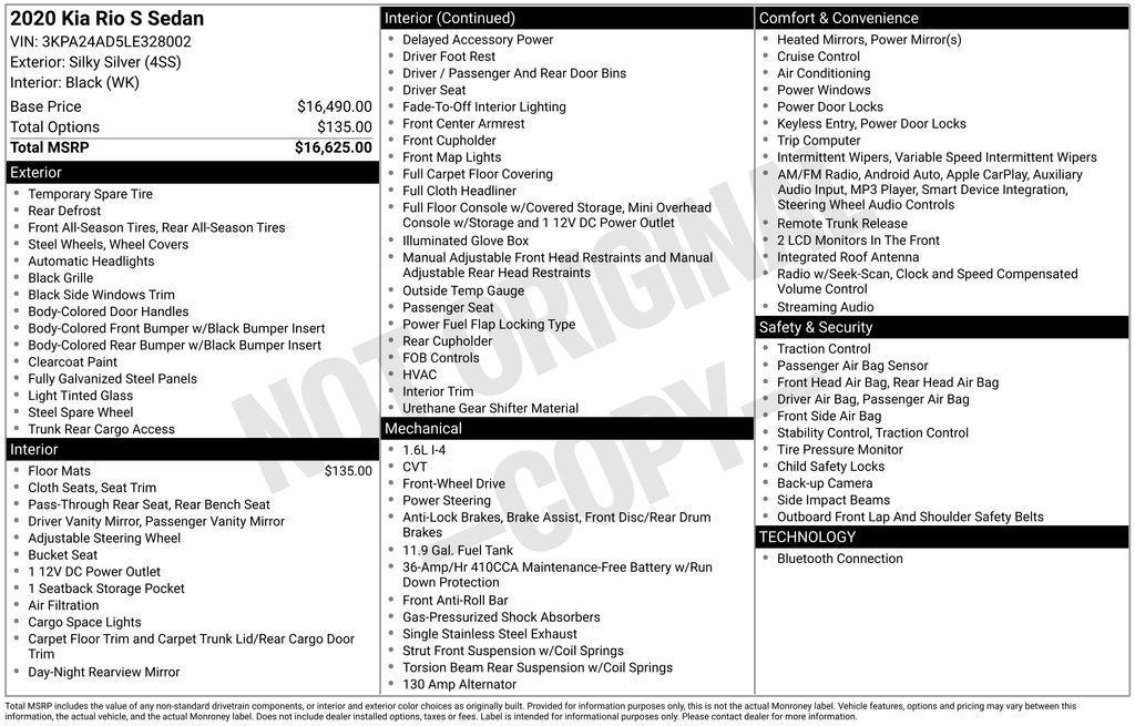 used 2020 Kia Rio car, priced at $13,499