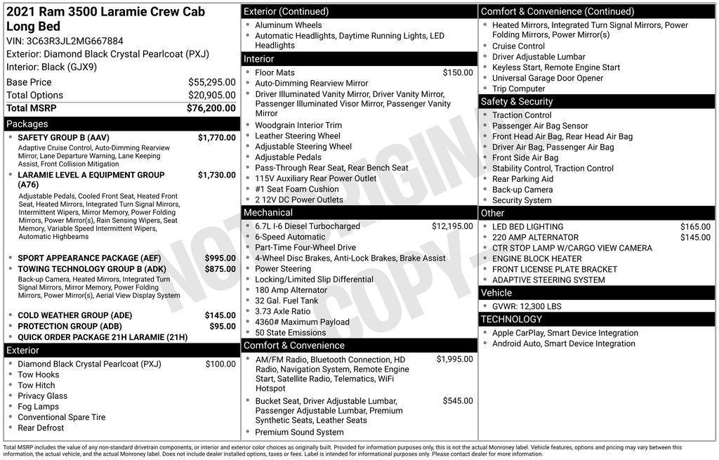 used 2021 Ram 3500 car, priced at $63,595