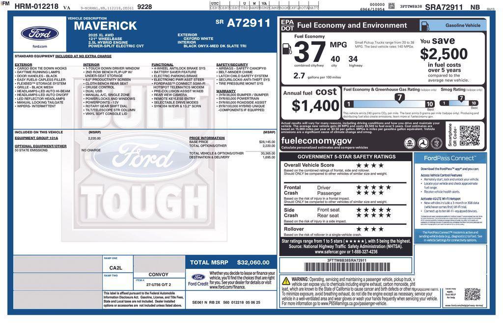 new 2025 Ford Maverick car, priced at $32,060