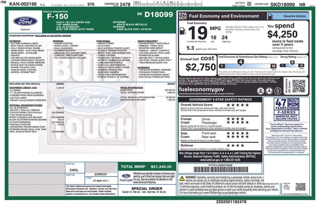new 2025 Ford F-150 car, priced at $47,346