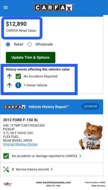 used 2012 Ford F-150 car, priced at $11,500