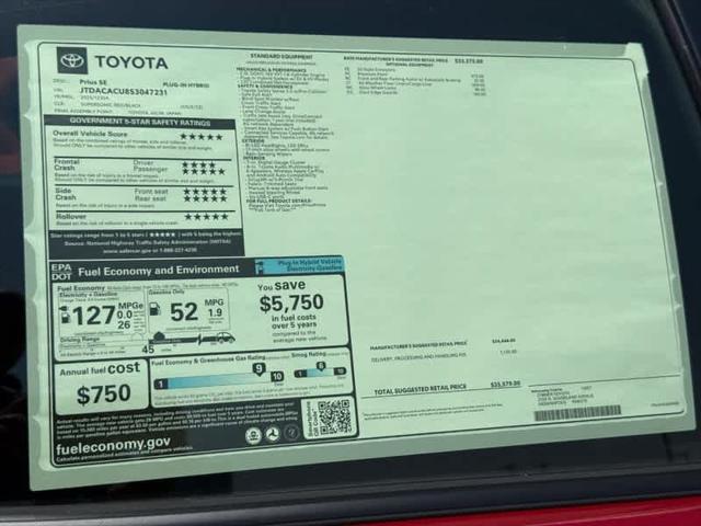 new 2025 Toyota Prius car, priced at $35,579