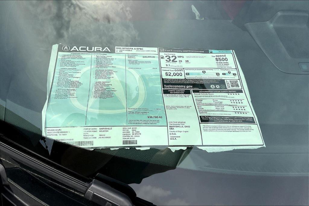 new 2025 Acura Integra car, priced at $36,795