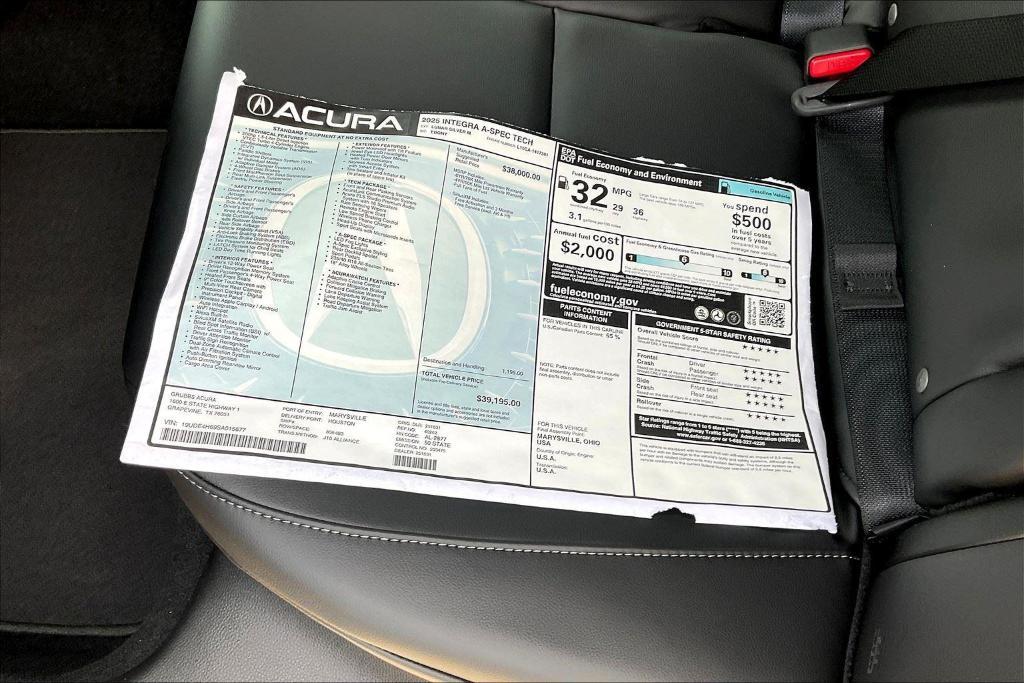 new 2025 Acura Integra car, priced at $39,195