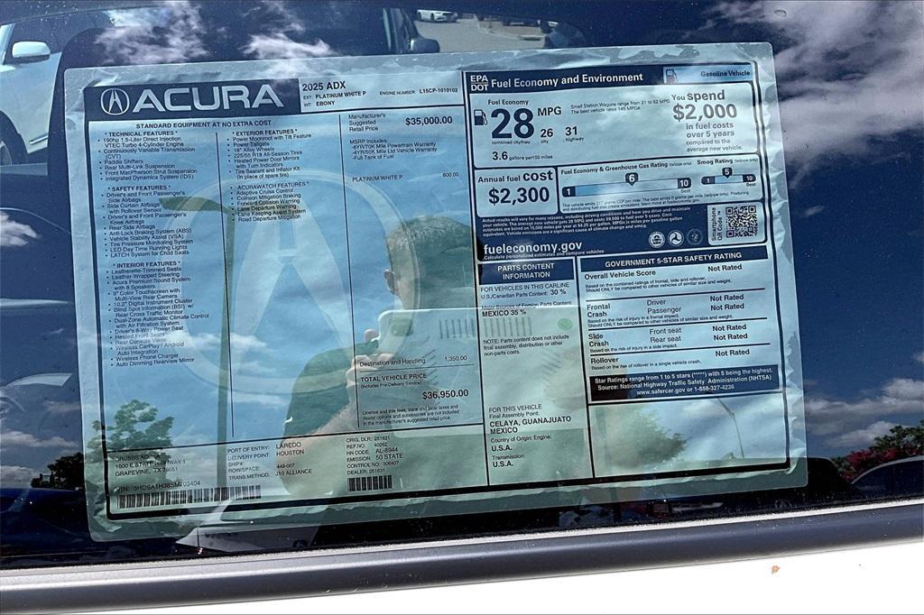 new 2025 Acura ADX car, priced at $36,950