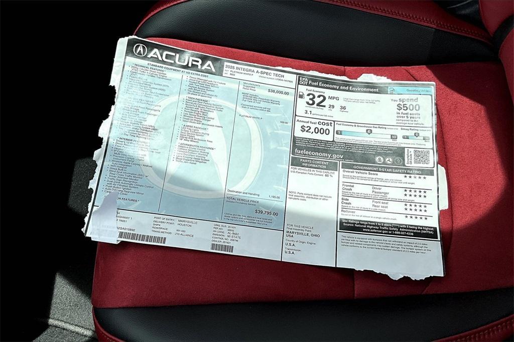 new 2025 Acura Integra car, priced at $39,795