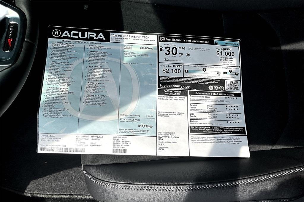 new 2025 Acura Integra car, priced at $39,795