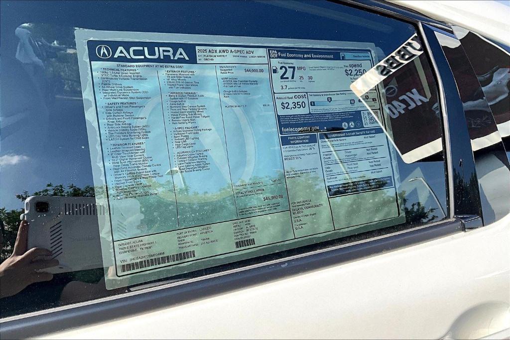 new 2025 Acura ADX car, priced at $45,950