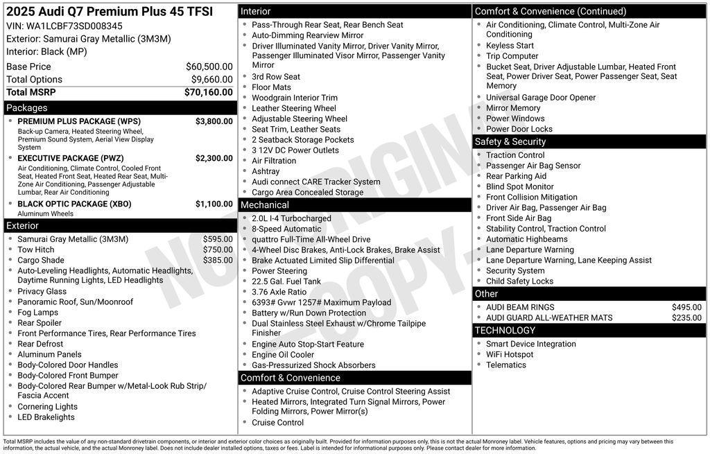 used 2025 Audi Q7 car, priced at $56,000